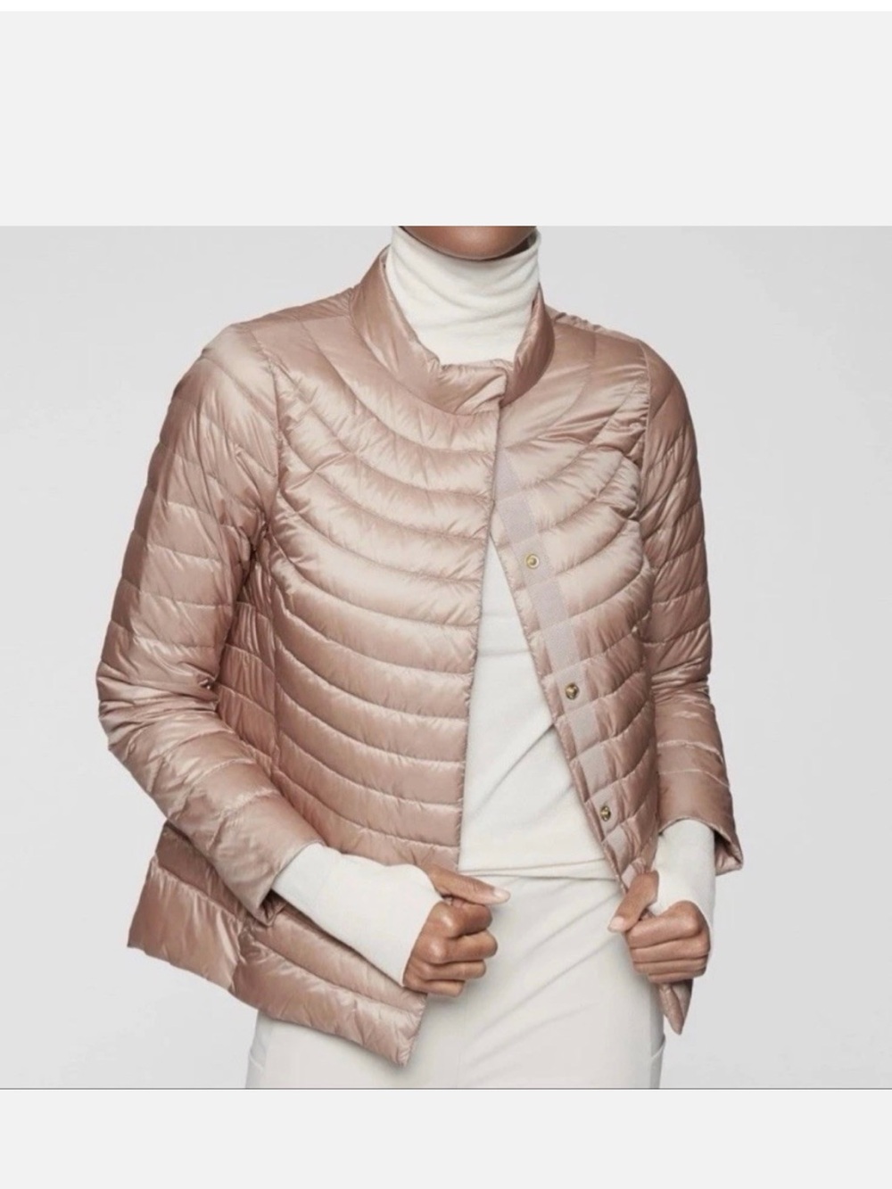 Athleta Downkind Jacket Goose Down Fill Puffer size Small Pink Rose